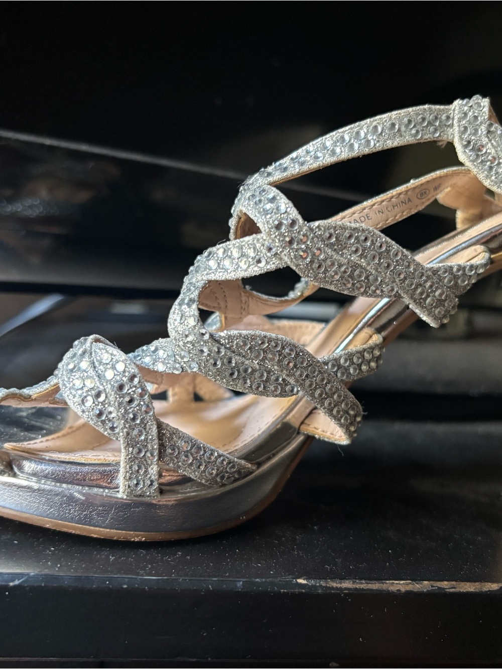 Nina Silver Crystal Embellished Strappy Heels